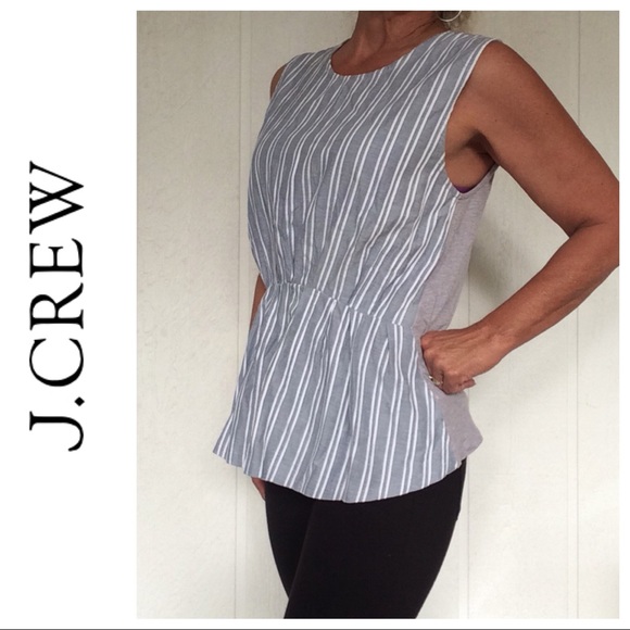 J. CREW STRIPED CINCH FRONT SLEEVELESS TOP  MEDIUM NWOT - Picture 2 of 8